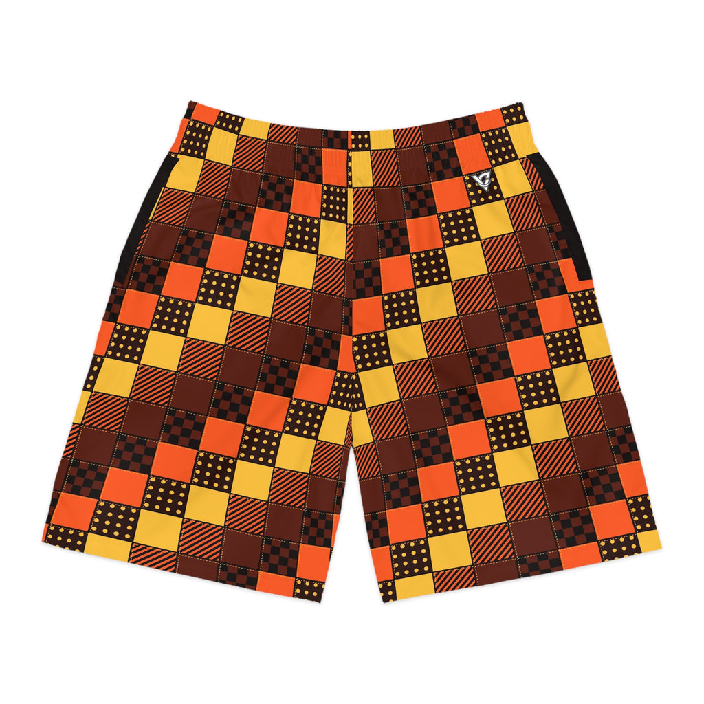 Men's Bonfire Patchwork Performance Jogger Athletic Shorts with Pockets