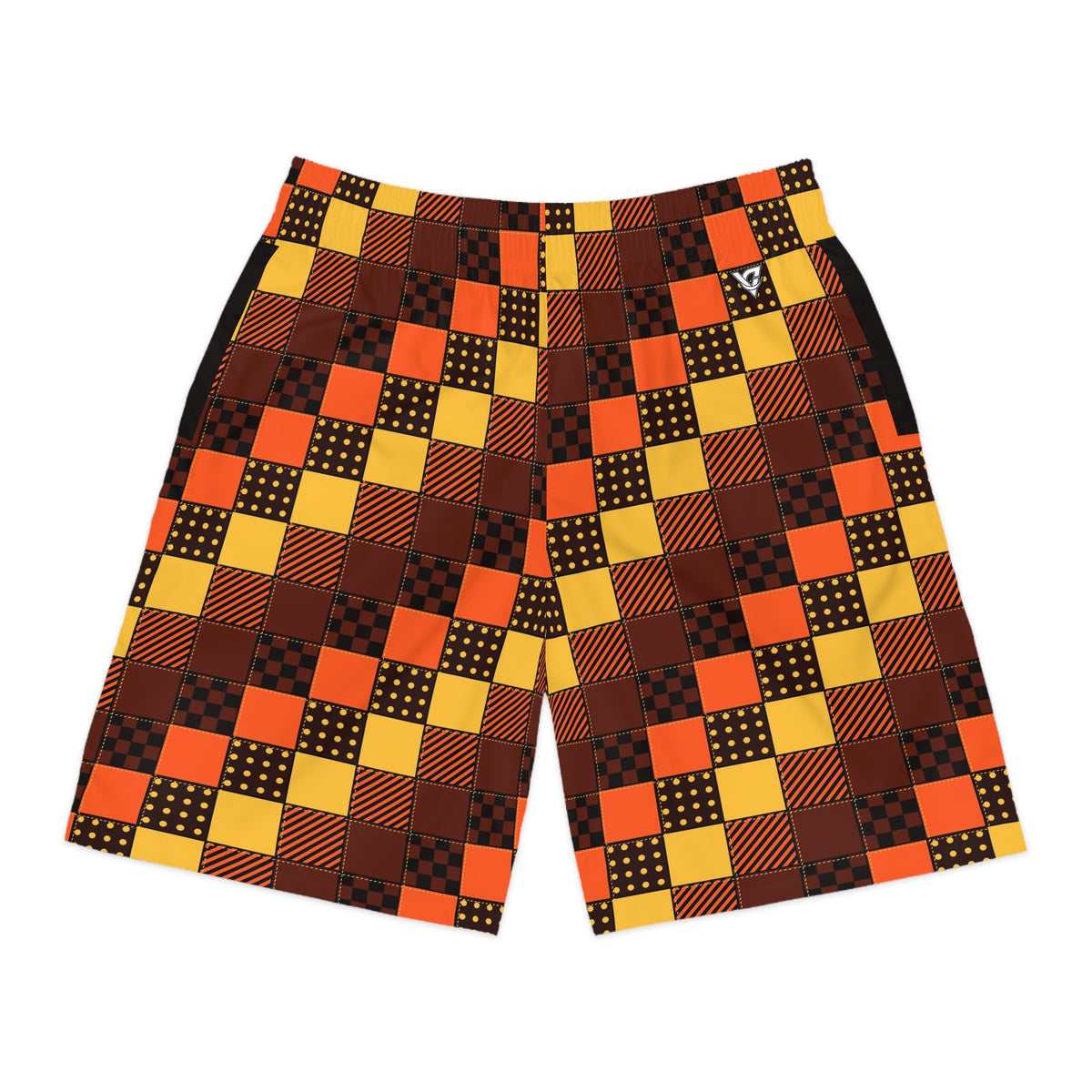 Men's Bonfire Patchwork Performance Jogger Athletic Shorts with Pockets