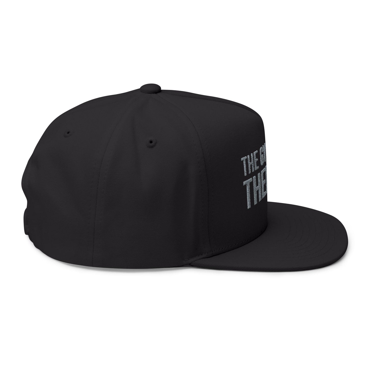 Flat Bill Cap — "The Gym Is My Therapy" Embroidered Fitness Hat