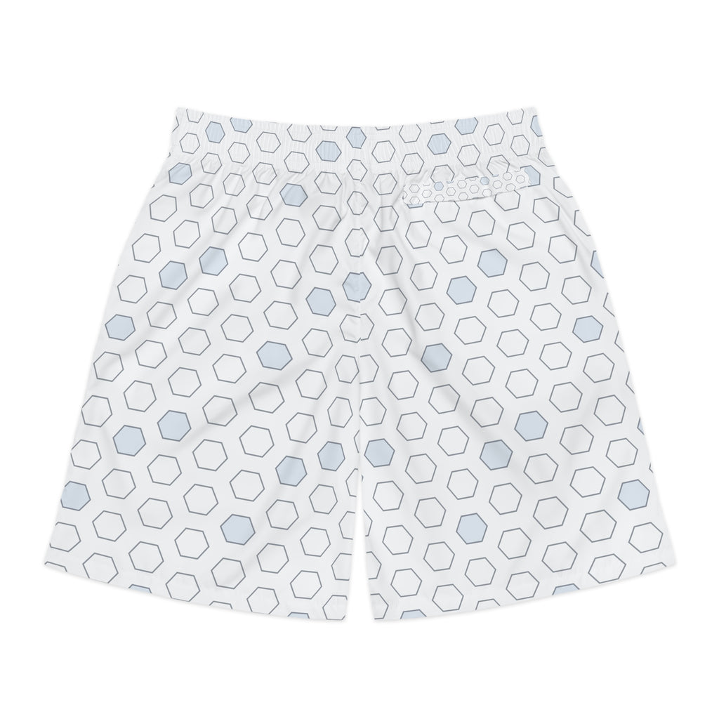 Soccer Arctic White Hex Pitch Men's Athletic Shorts with Pockets