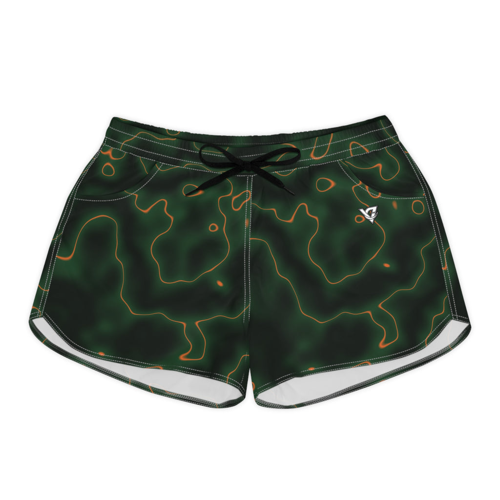 Women's Multipurpose Athletic Shorts with Pockets | Evergreen Ember Marble