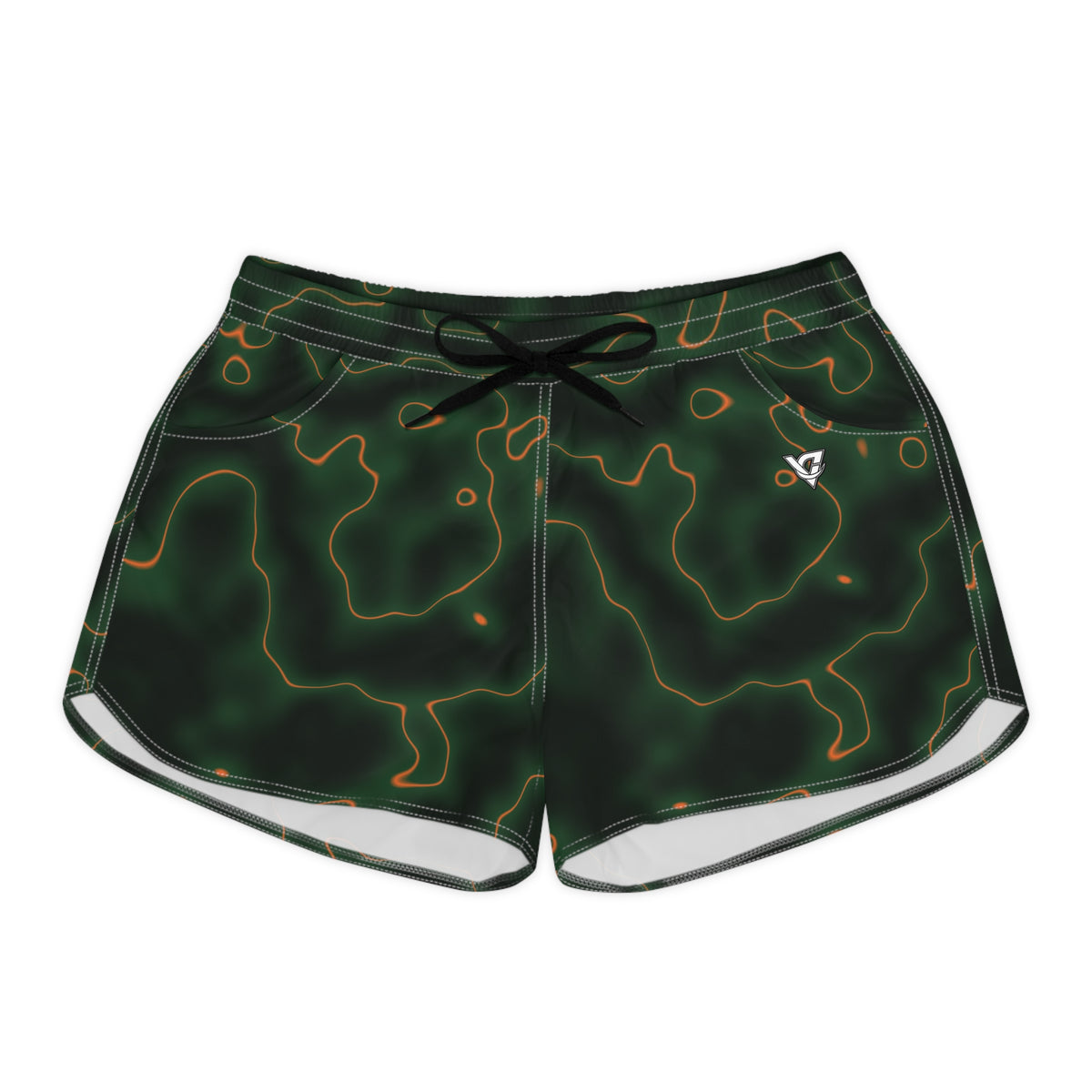 Women's Multipurpose Athletic Shorts with Pockets | Evergreen Ember Marble