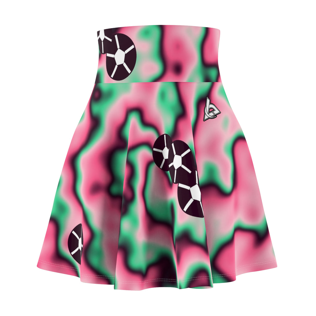 Soccer Flamingo Fizz Tie-Dye Spin Women's Athletic Skater Skirt