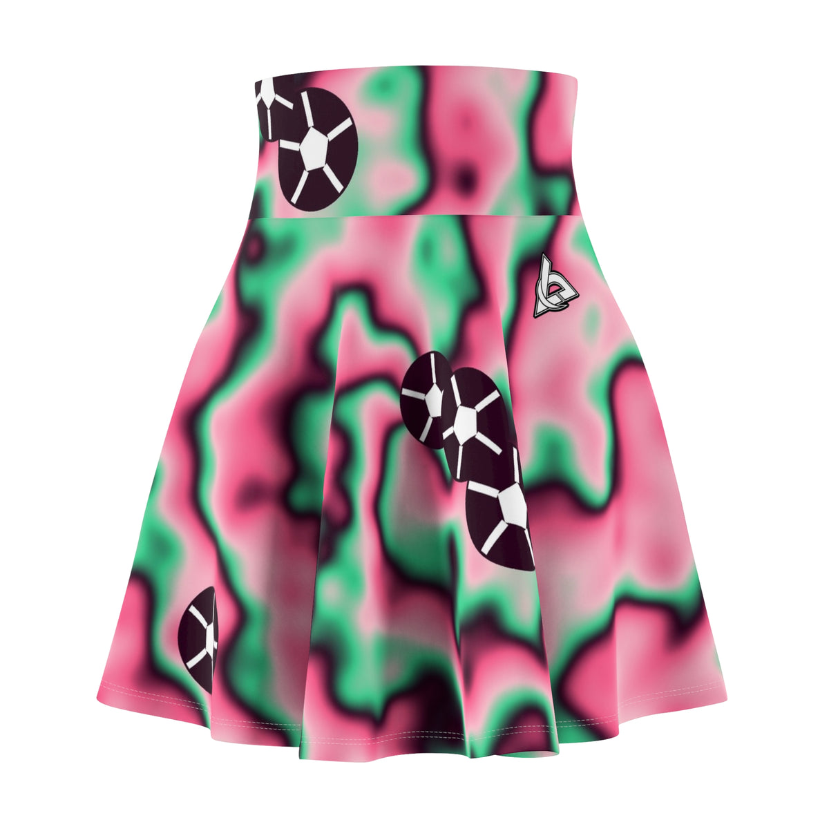 Soccer Flamingo Fizz Tie-Dye Spin Women's Athletic Skater Skirt