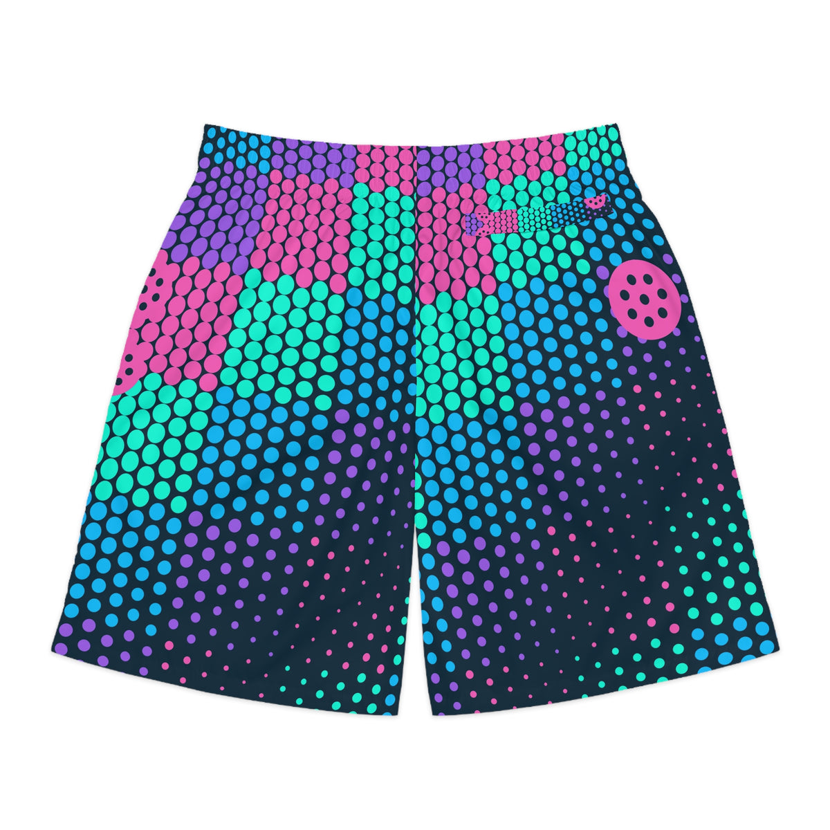 Pickleball Neon Lagoon Halftone Pulse Men's Athletic Shorts with Pockets