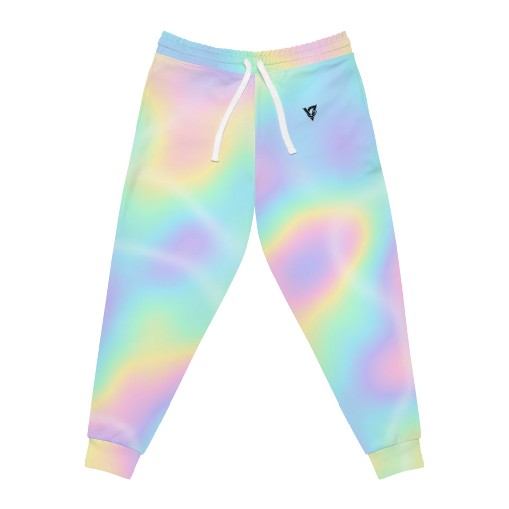 Women's Holo Shimmer Joggers – Colorful All-Over Print Athletic Jogger Pants