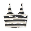 Halloween Bone White Bat Stripe Sports Bra