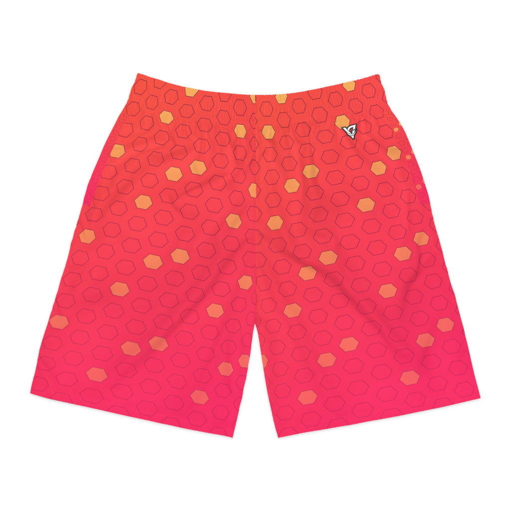Soccer Sunset Fade Hex Pitch Men's Athletic Shorts with Pockets