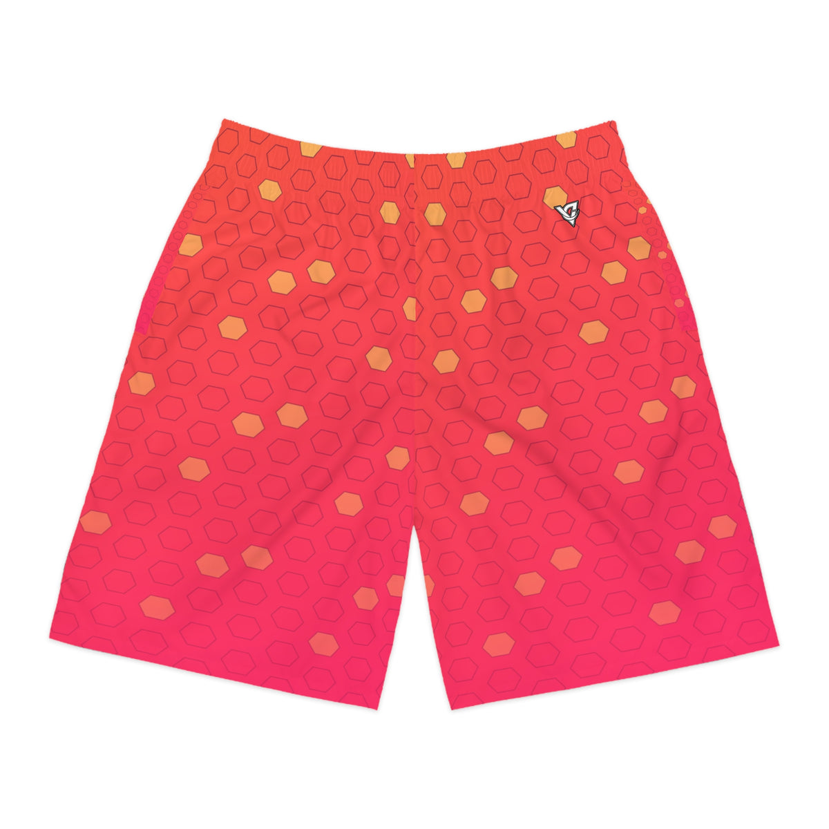 Soccer Sunset Fade Hex Pitch Men's Athletic Shorts with Pockets