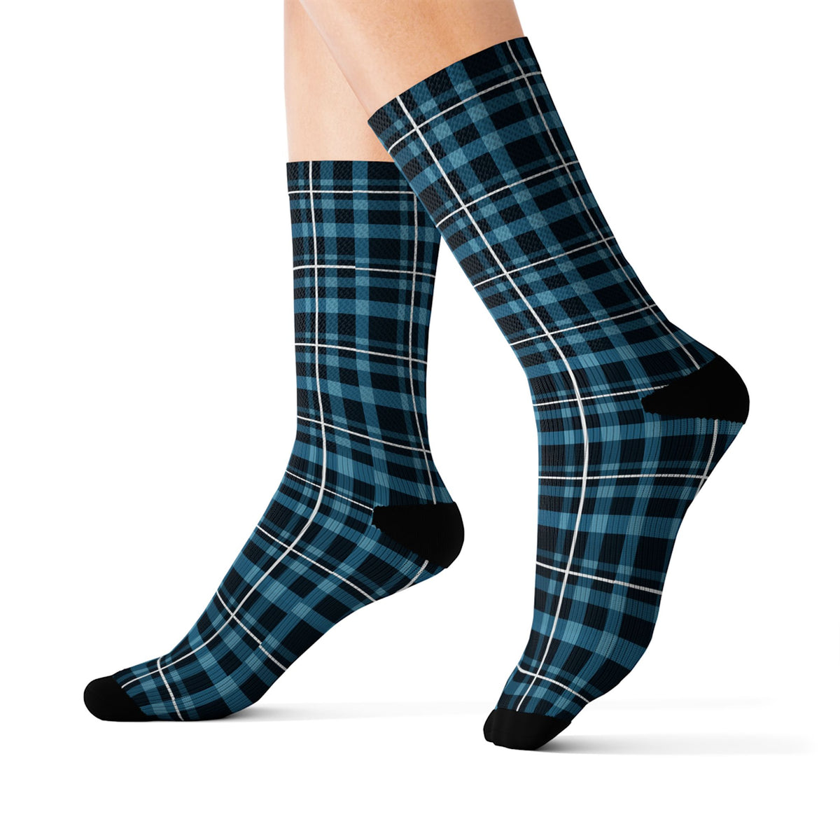 Glacier Plaid Athletic Crew Socks