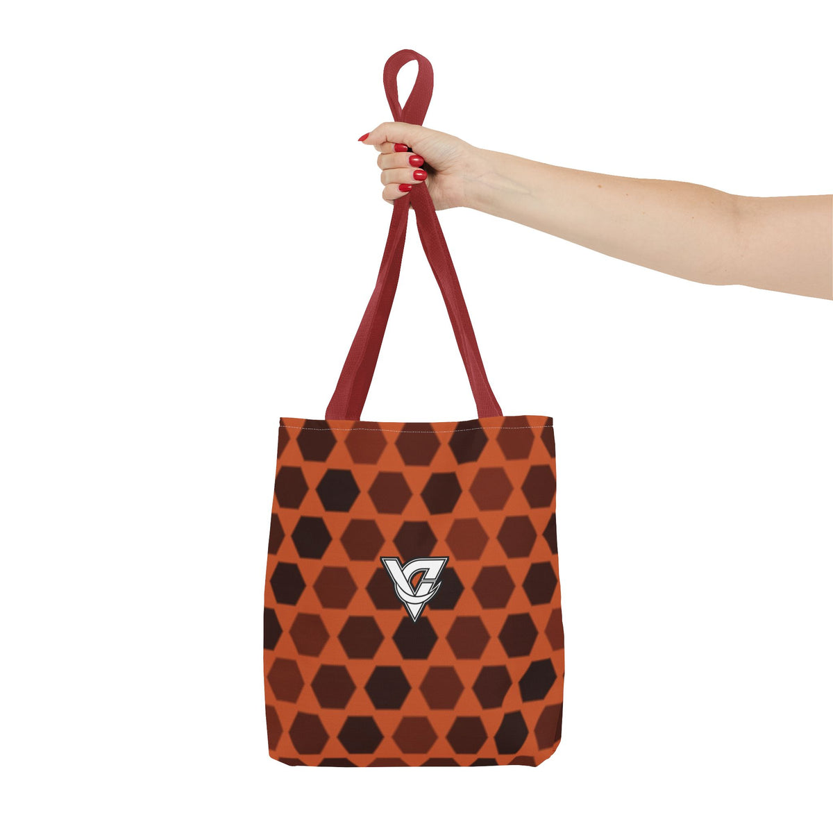 Auburn Hex Grid Tote Bag — All-Over Print Gym & Everyday Tote