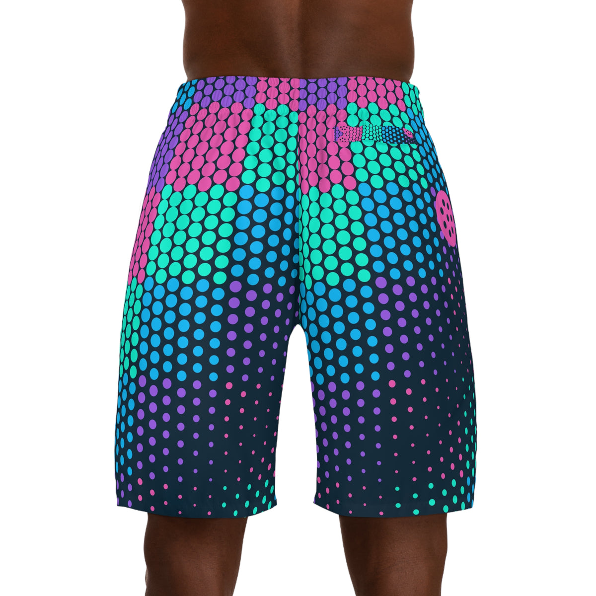 Pickleball Neon Lagoon Halftone Pulse Men's Athletic Shorts with Pockets