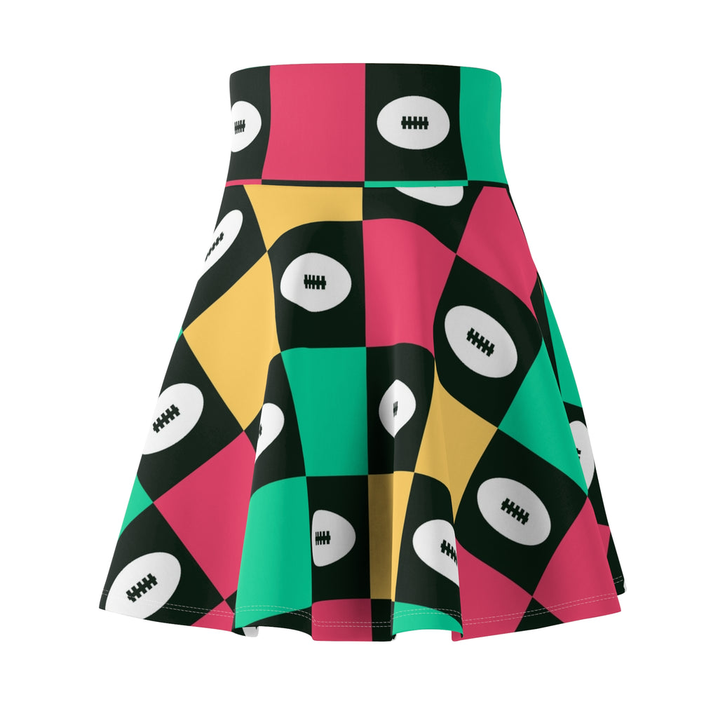 Football Watermelon Checker Drive Women's Athletic Skater Skirt