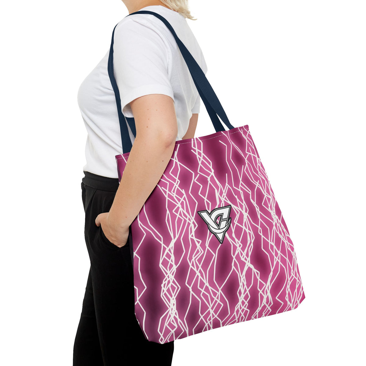 Hot Pink Lightning Tote Bag — All-Over Print Gym & Everyday Tote