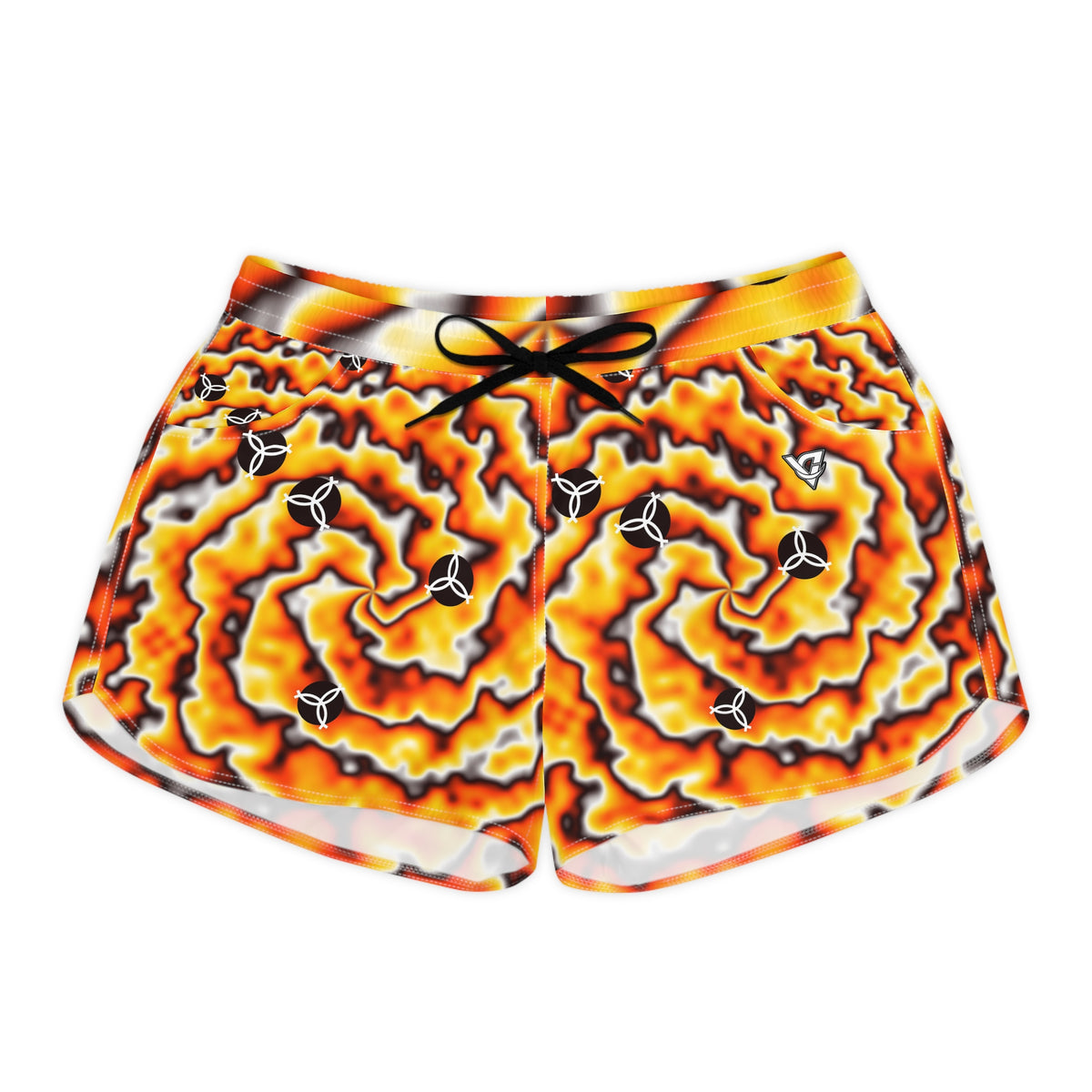 Volleyball Solar Flare Tie-Dye Spin Women's Athletic Shorts with Pockets