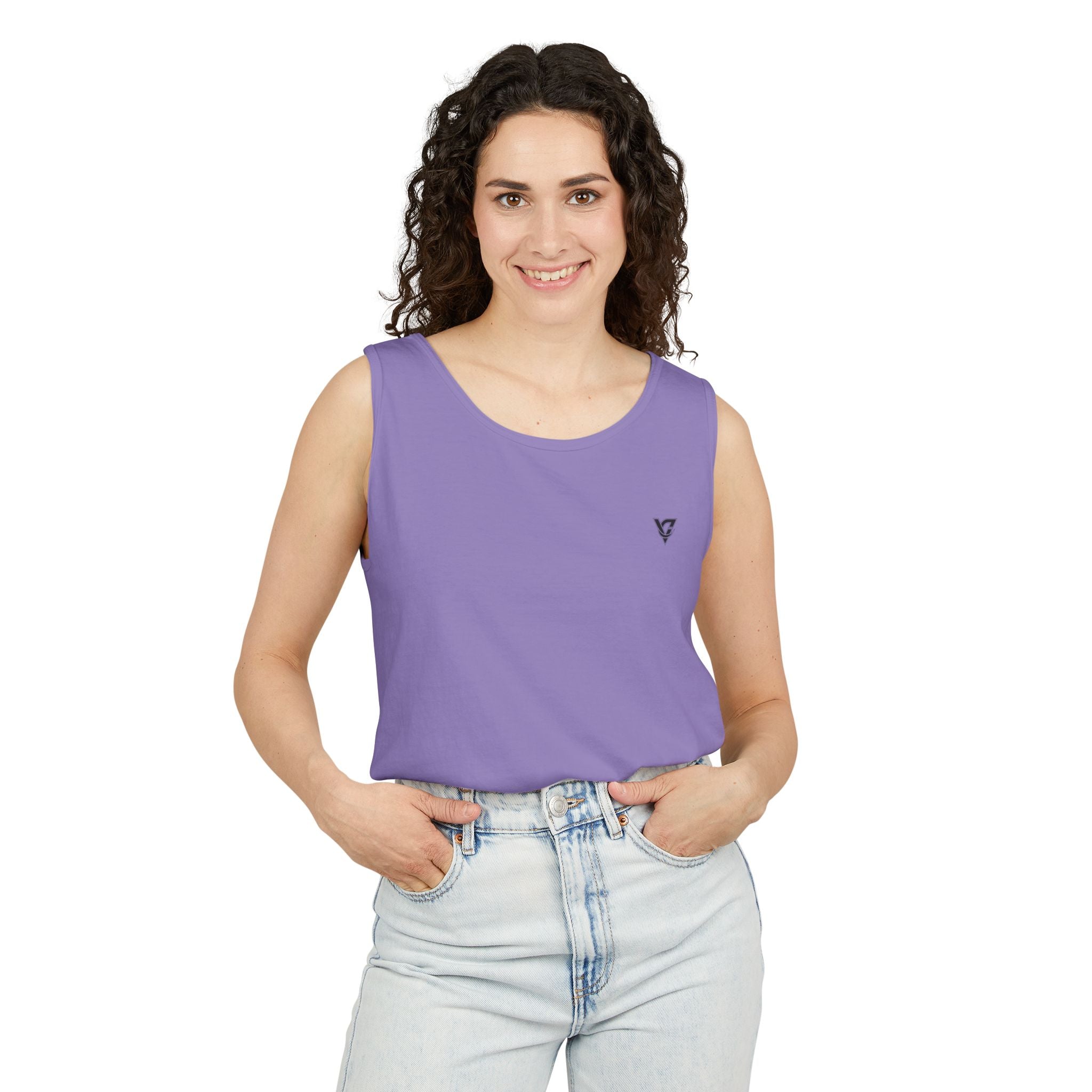 Minimal Geometric Triangle Logo Tank Top | Chest Emblem