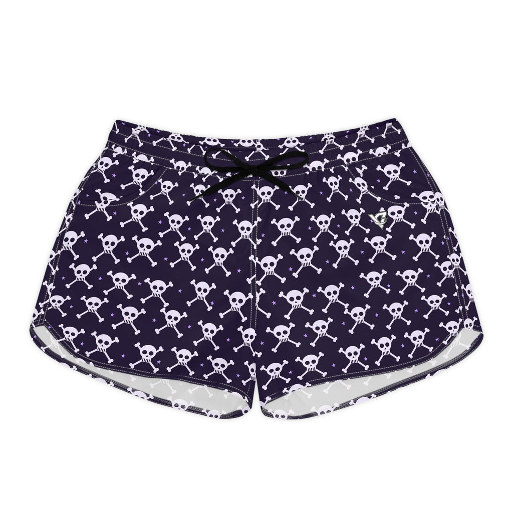Women's Multipurpose Athletic Shorts with Pockets | Halloween Witching Purple Skull & Crossbones