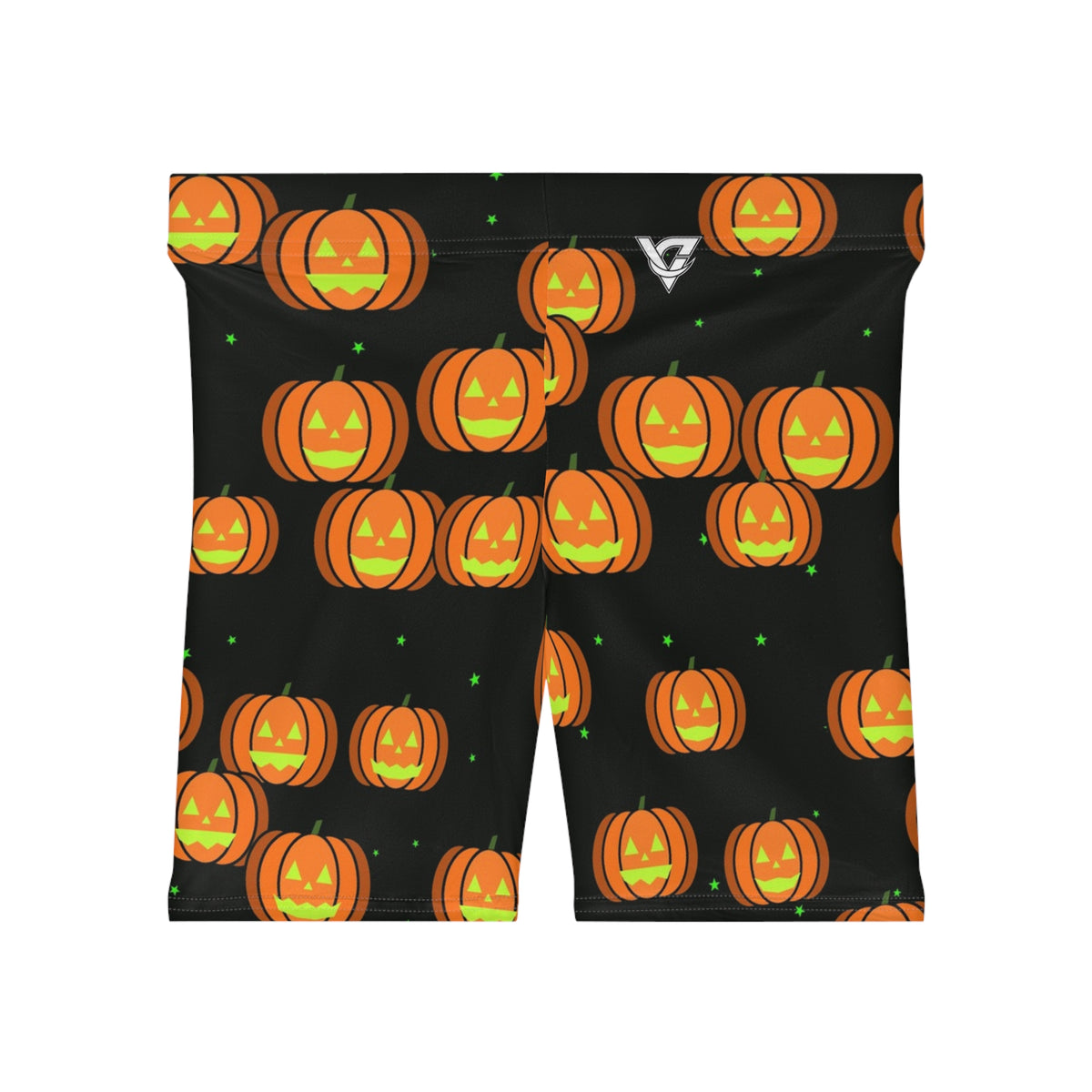 Halloween Toxic Slime Jack-O'-Lantern Women's Biker Shorts — High-Waist Workout Shorts