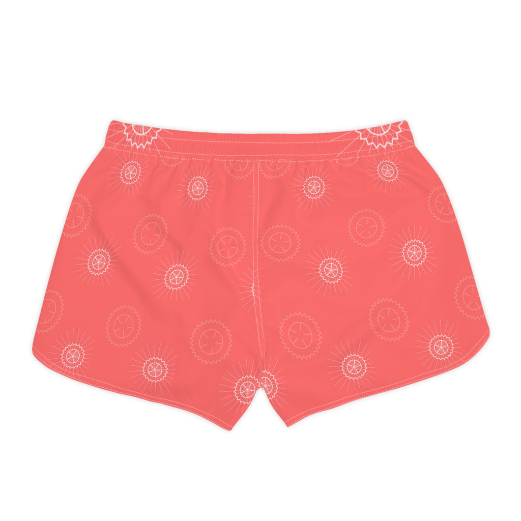 Cycling Hot Coral Chainring Women's Athletic Shorts with Pockets