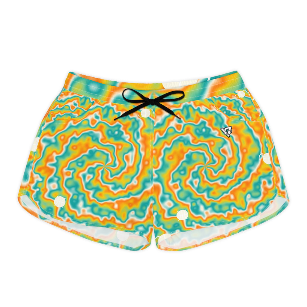 Basketball Citrus Pop Tie-Dye Spin Women's Athletic Shorts with Pockets