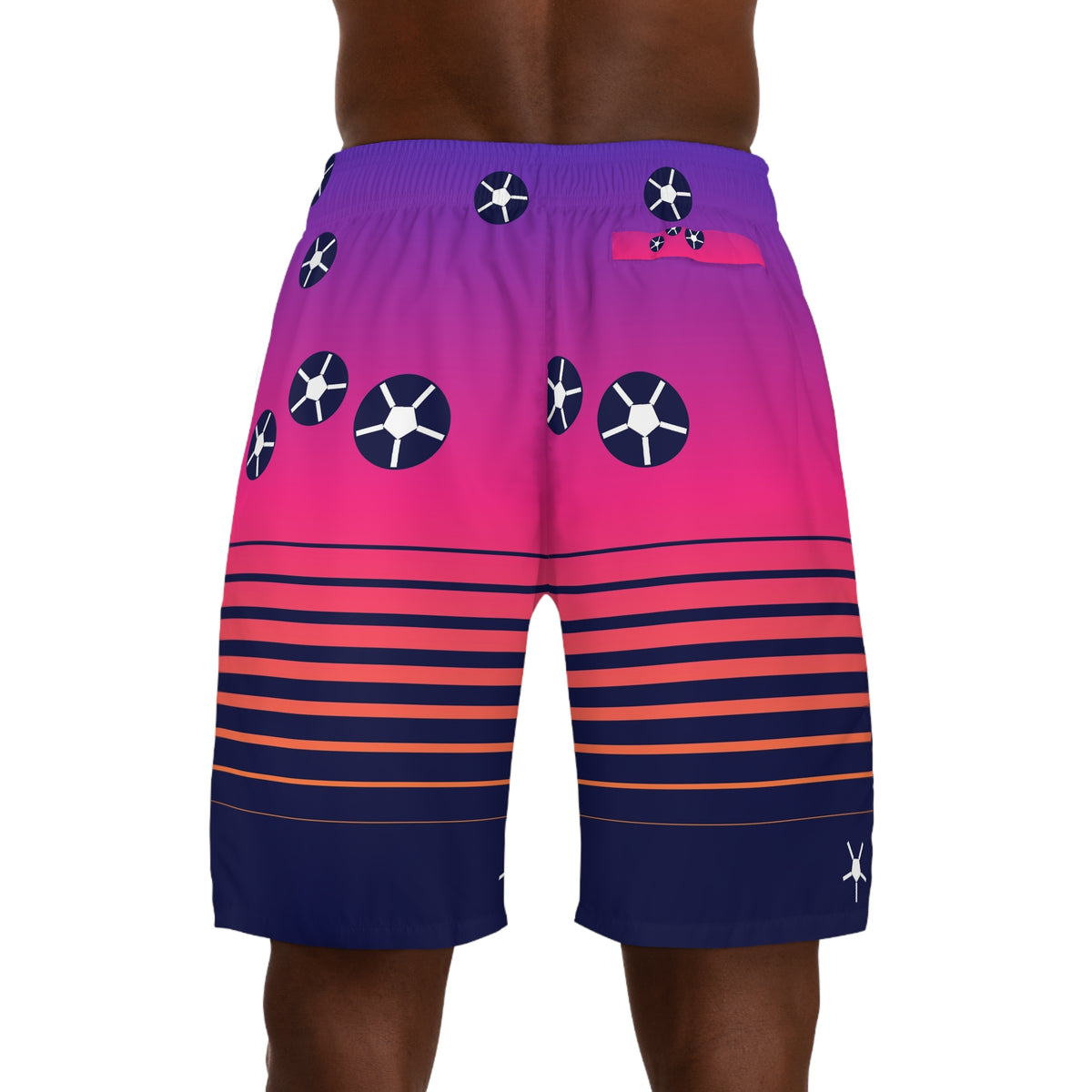Soccer Royal Flame Horizon Fade Men's Athletic Shorts with Pockets
