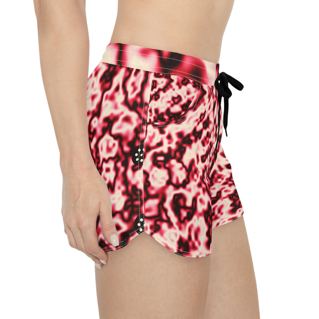 Pickleball Ruby Rush Marble Flow Women's Athletic Shorts with Pockets