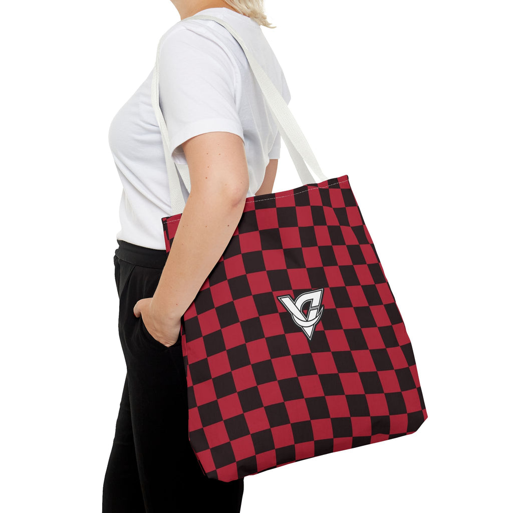 Spiced Wine Warp Check Tote Bag — All-Over Print Gym & Everyday Tote