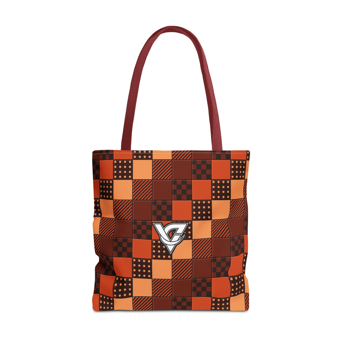 Rust Patchwork Tote Bag — All-Over Print Gym & Everyday Tote