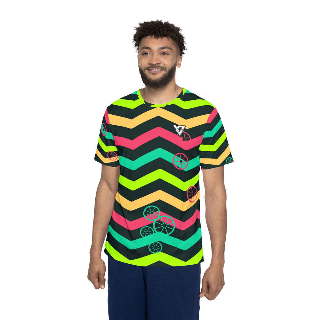 Cycling Emerald Zest Chevron Rush Men's Sports Jersey