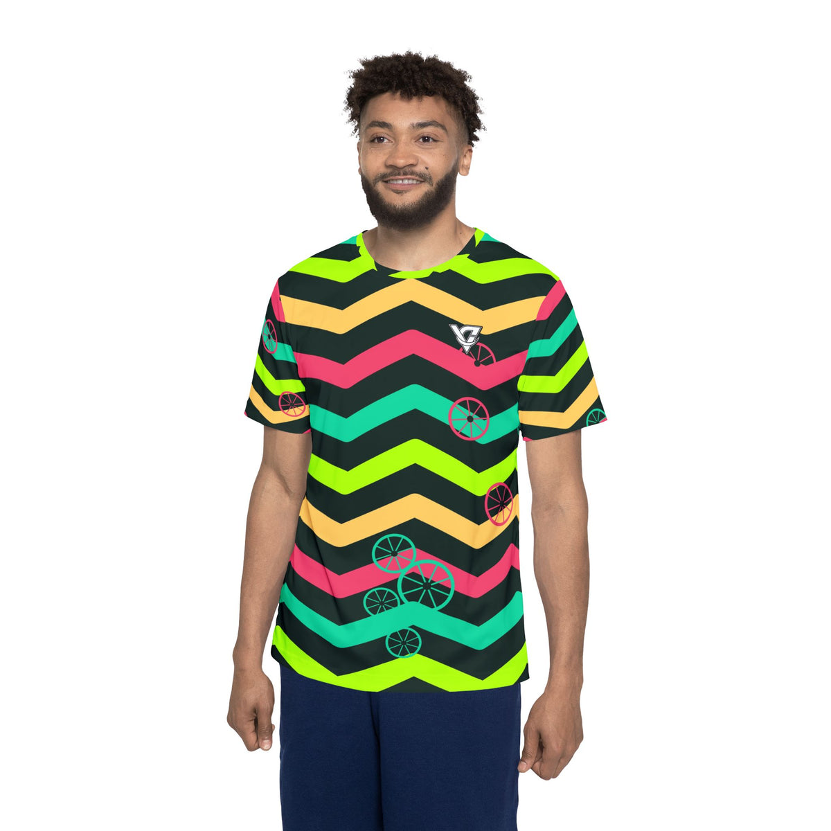 Cycling Emerald Zest Chevron Rush Men's Sports Jersey