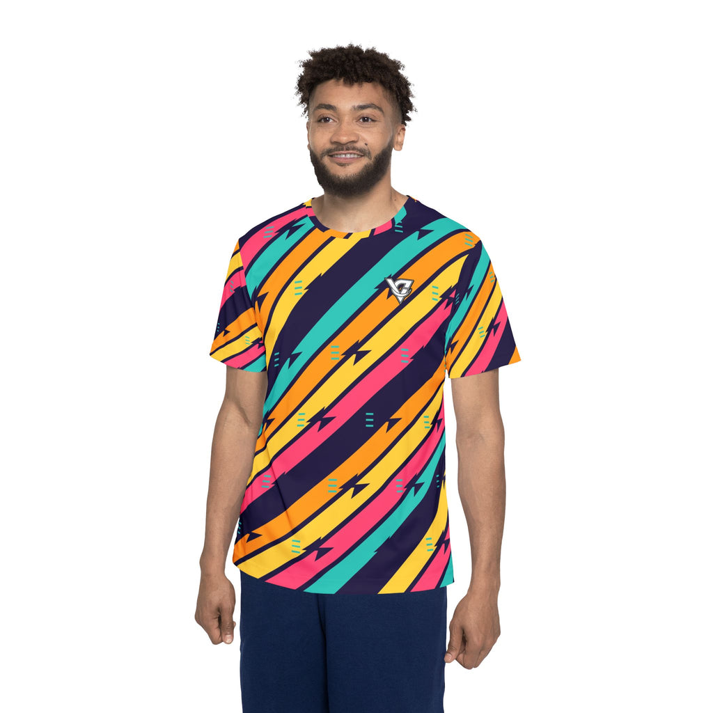 Running Electric Mango Stripe Surge Men's Sports Jersey