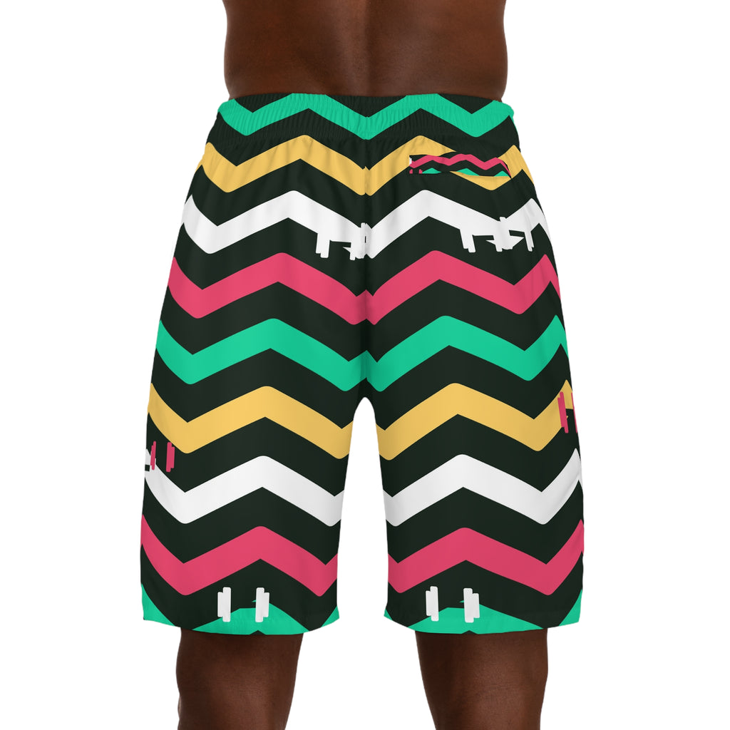 Training & Gym Watermelon Chevron Rush Men's Athletic Shorts with Pockets
