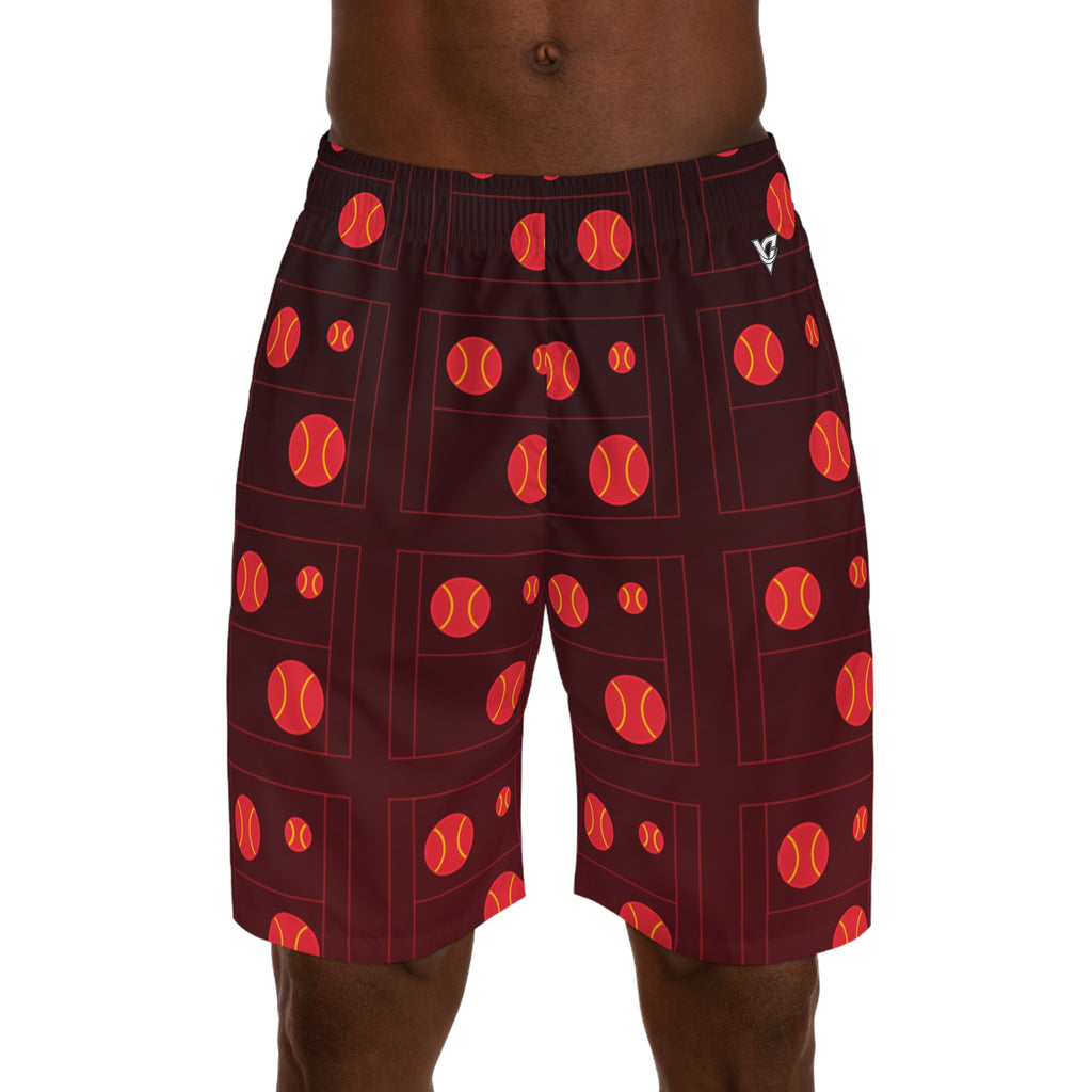 Tennis Crimson Blaze Baseline Seam Men's Athletic Shorts with Pockets
