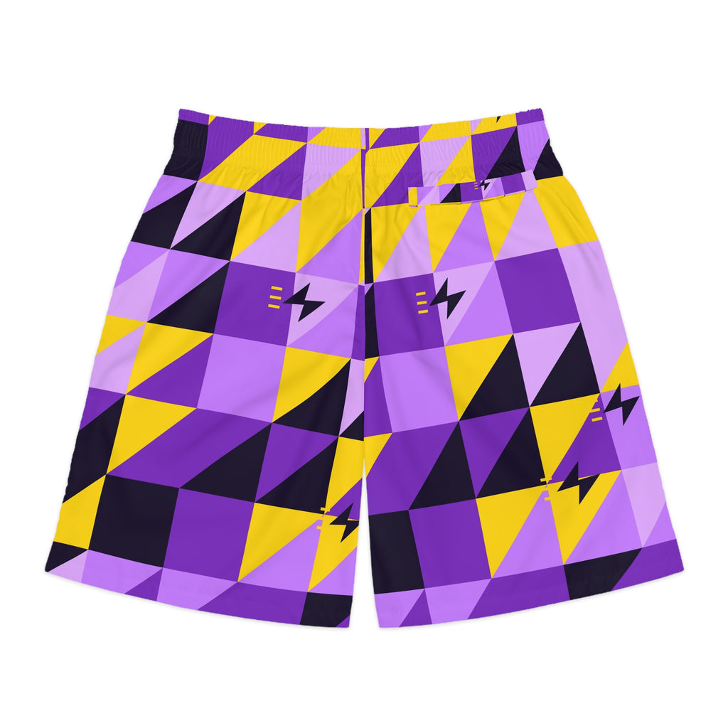 Running Ultra Grape Prism Block Men's Athletic Shorts with Pockets