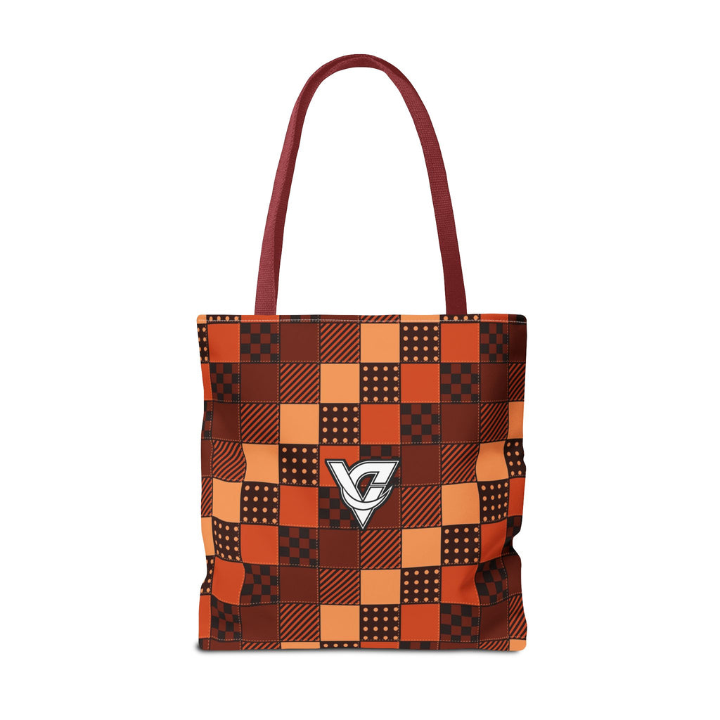 Rust Patchwork Tote Bag — All-Over Print Gym & Everyday Tote