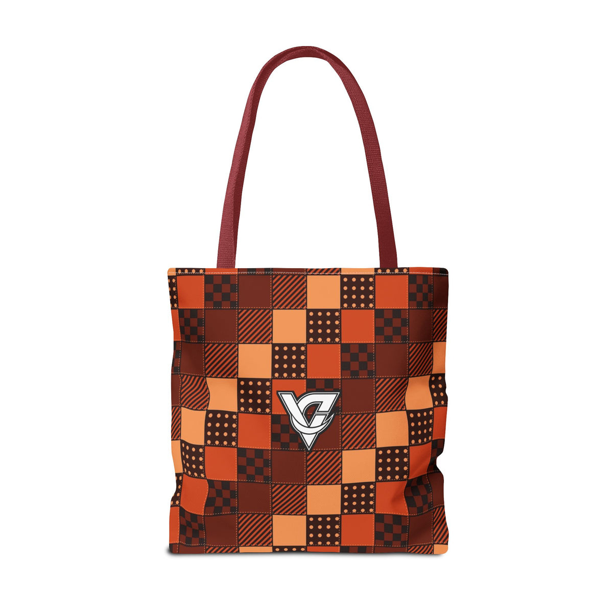 Rust Patchwork Tote Bag — All-Over Print Gym & Everyday Tote