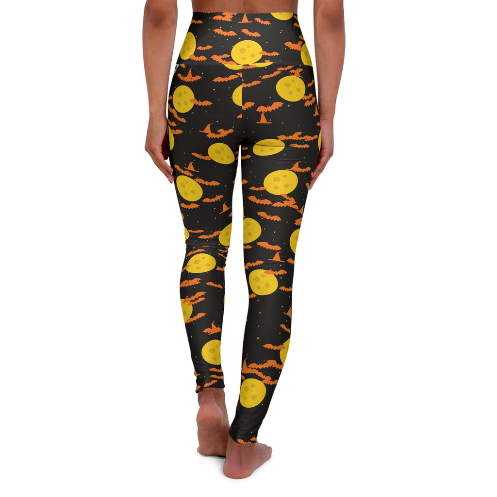 Halloween Candy Corn Haunted Moon High-Waisted Yoga Leggings