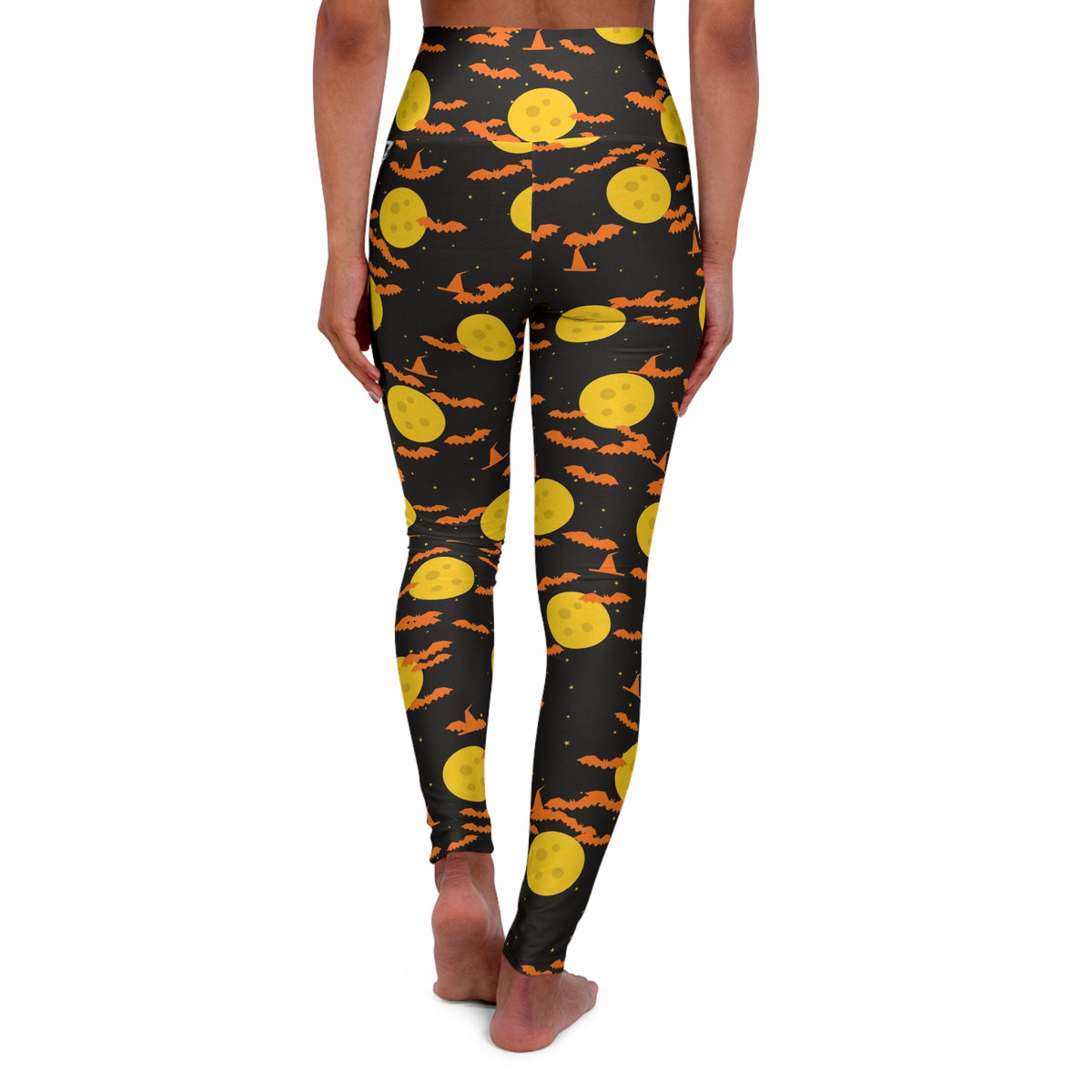 Halloween Candy Corn Haunted Moon High-Waisted Yoga Leggings (AOP)
