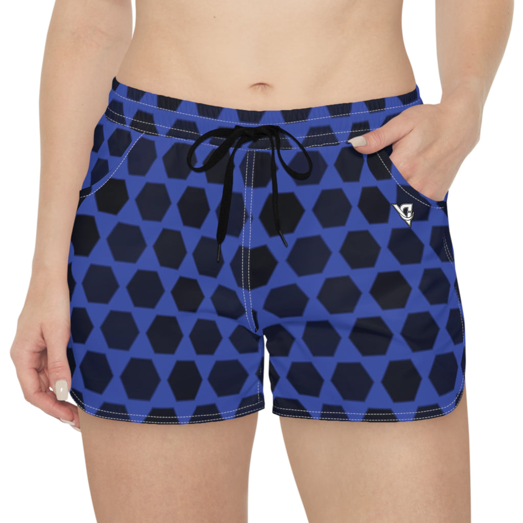 Women's Multipurpose Athletic Shorts with Pockets | Midnight Hex Grid