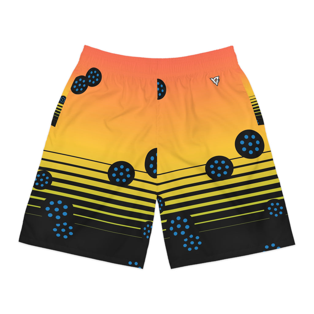 Pickleball Rainbow Rally Horizon Fade Men's Athletic Shorts with Pockets