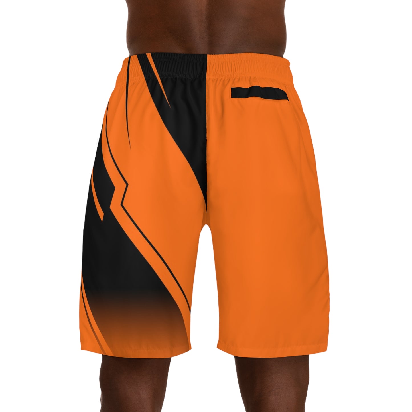 Men's Orange Black Athletic Jogger Shorts — Lightweight Sports & Lounge Wear