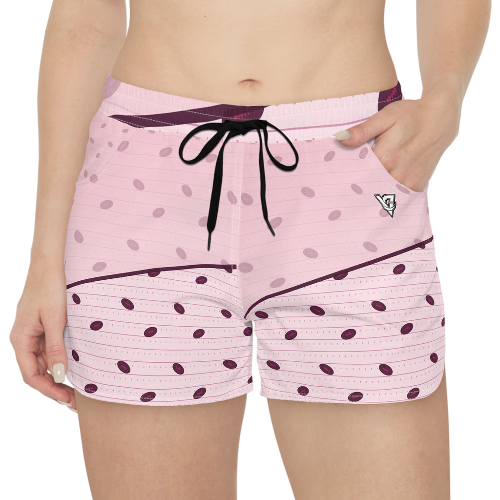 Football Blush Rose Gridiron Women's Athletic Shorts with Pockets