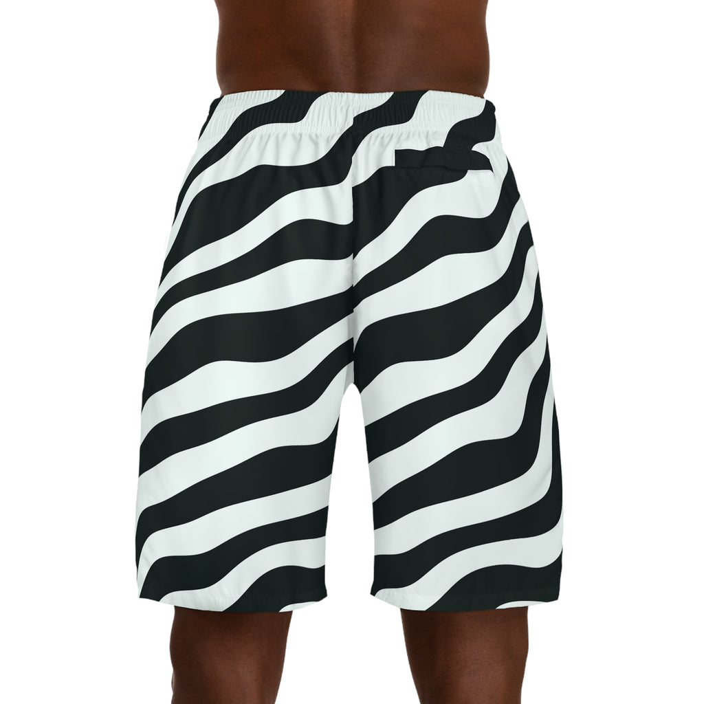 Men's Mint Zebra Performance Jogger Athletic Shorts with Pockets