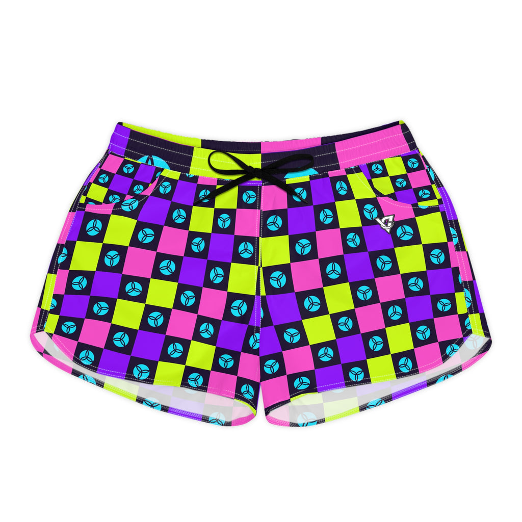 Volleyball Violet Volt Checker Drive Women's Athletic Shorts with Pockets