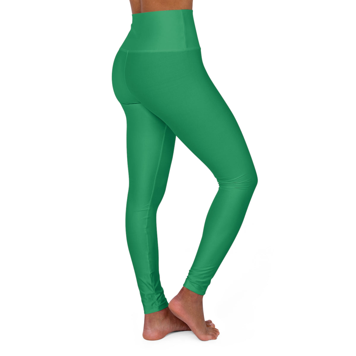 Emerald Green Essential High-Waisted Yoga Leggings (AOP)