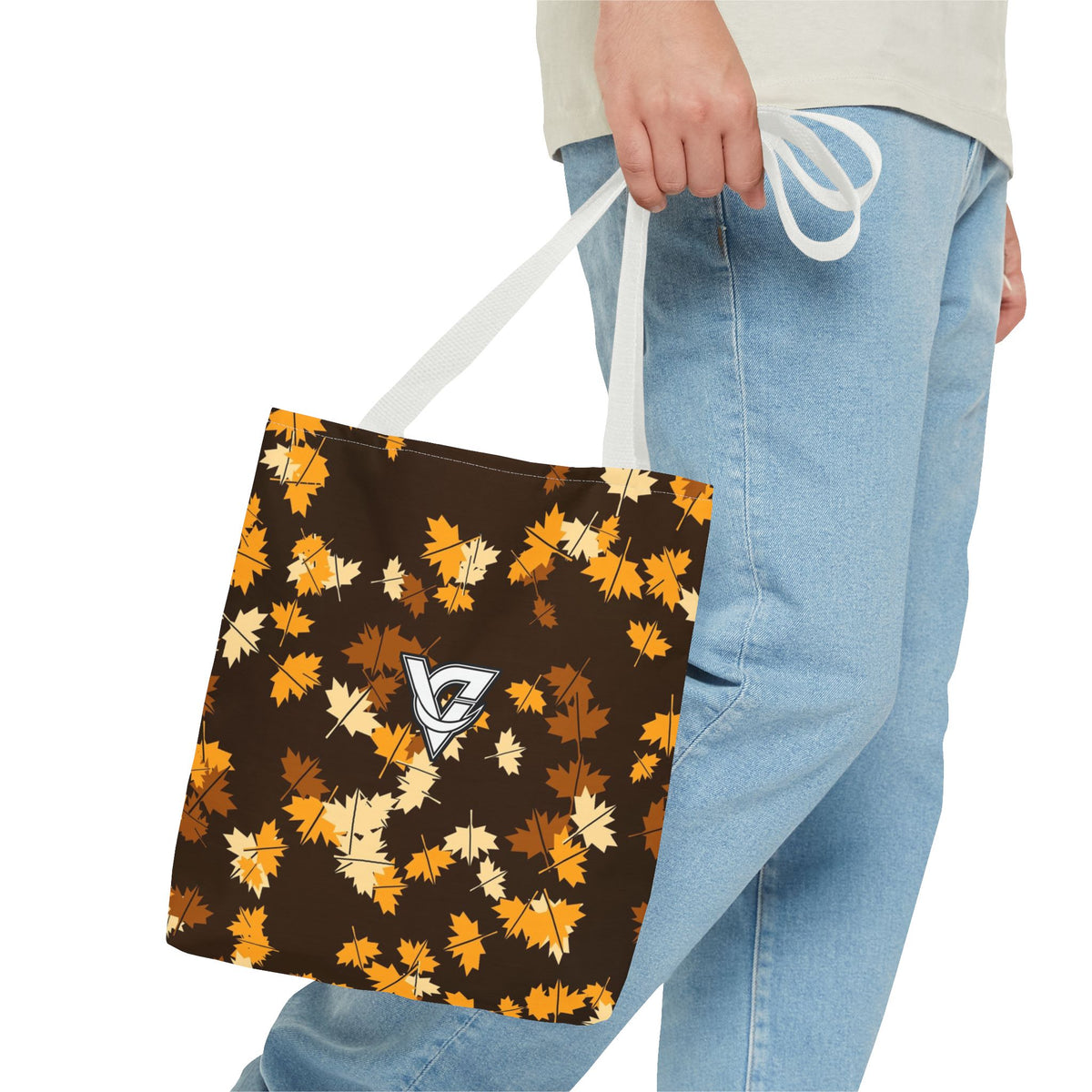Amber Falling Leaves Tote Bag — All-Over Print Gym & Everyday Tote