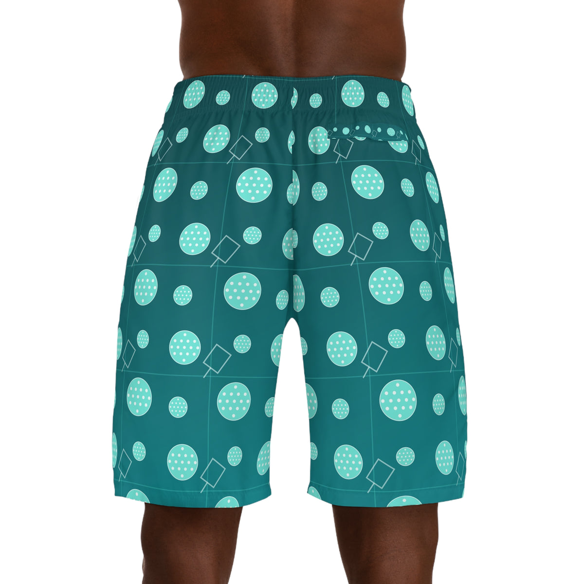 Pickleball Teal Wave Dink Dot Men's Athletic Shorts with Pockets