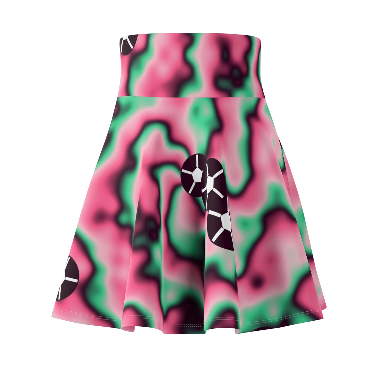 Soccer Flamingo Fizz Tie-Dye Spin Women's Athletic Skater Skirt