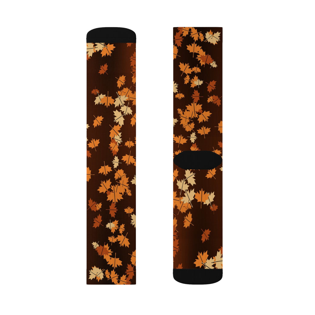 Pumpkin Falling Leaves Athletic Crew Socks