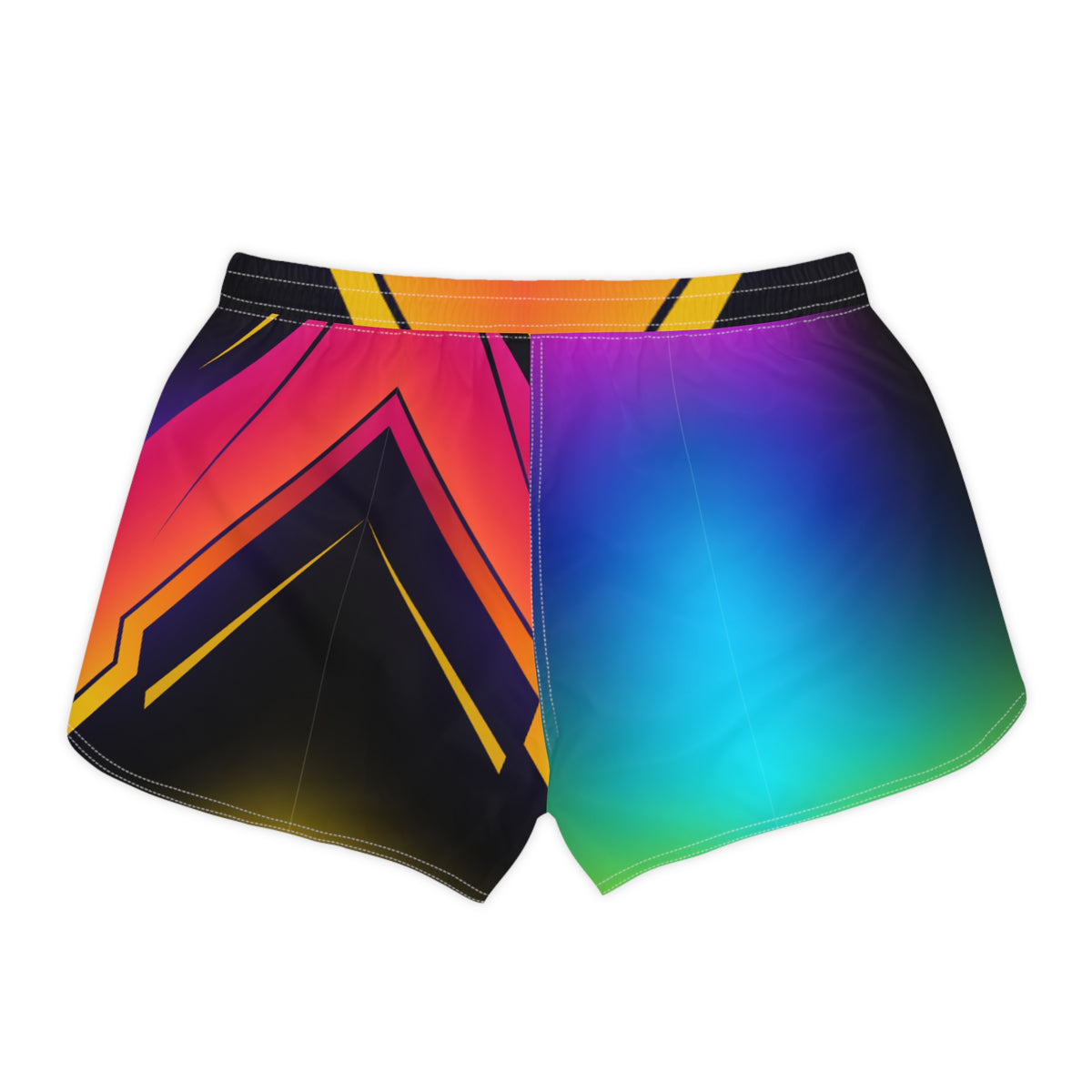 Women's Multipurpose Athletic Shorts with Pockets | Neon Rainbow Gradient